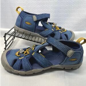 KEEN Youth Blue Yellow Seacamp II CNX Waterproof Sandals Kids 4